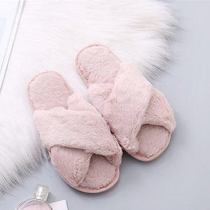 COOTELILI Women Home Slippers Winter Warm Shoes Woman Slip on Flats Slides Female Faux Fur Slippers 36-41 wholesale