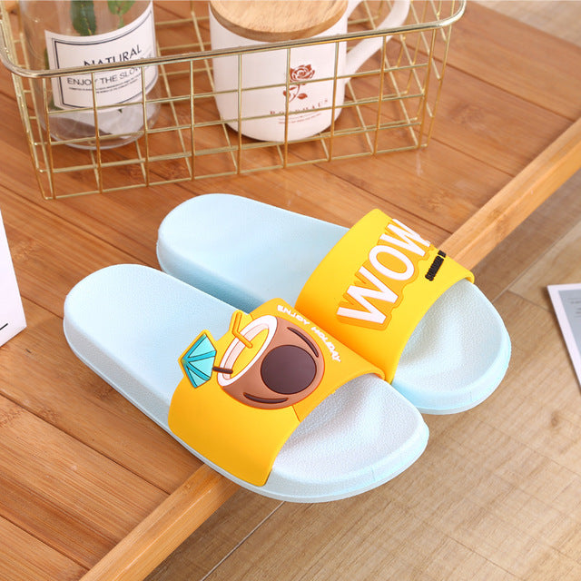 Cartoon Unicorn Cute Animal Fruit Women Home Slippers Summer Sandals Ladies Slides Indoor House Shoes Flip Flops Sandalias Mujer